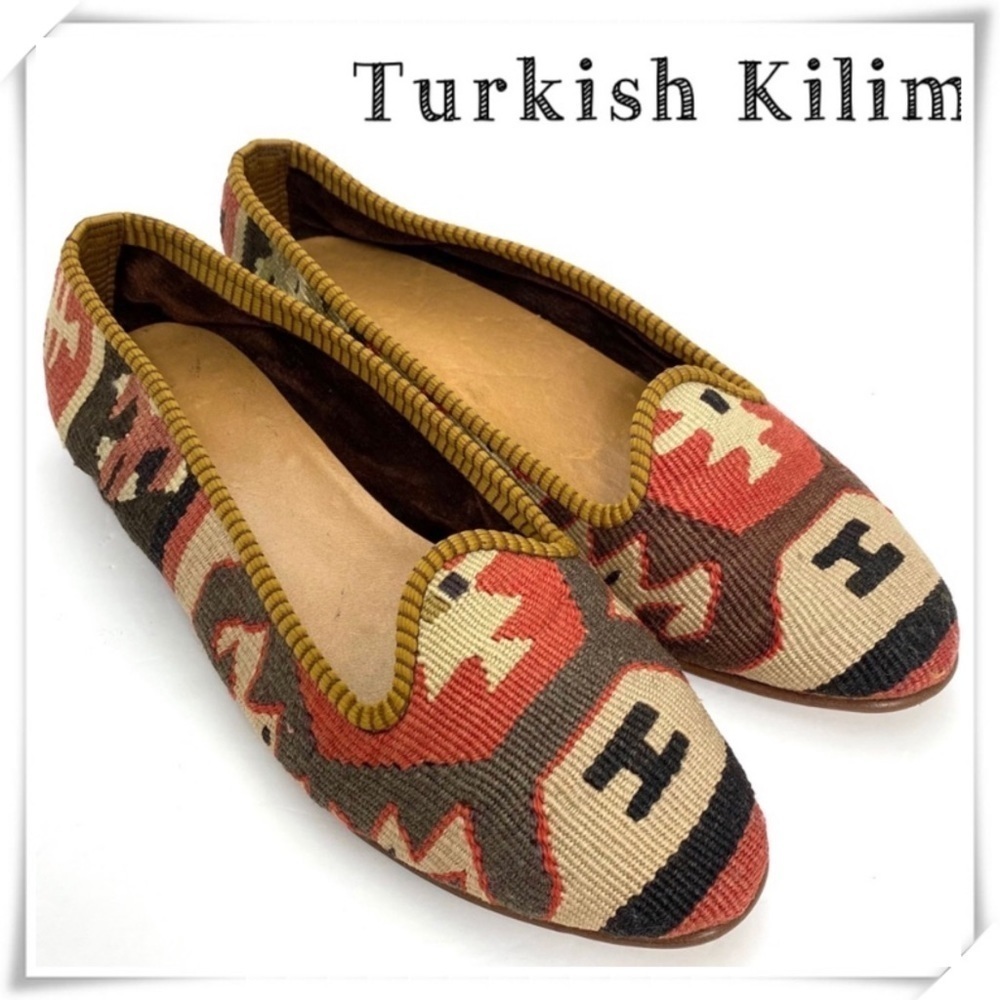 TURKISH Vintage Handmade Kilim Slip on Flats Loafers Shoes